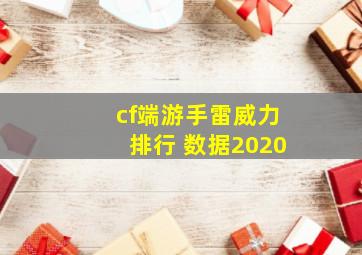 cf端游手雷威力排行 数据2020